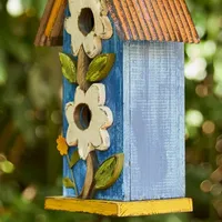 Glitzhome 13.75" Blue Two-Tiered Bird House