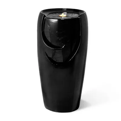 Glitzhome 29.25" Black Ceramic Pot Outdoor Fountain