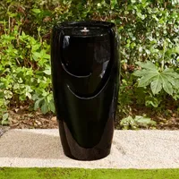 Glitzhome 29.25" Black Ceramic Pot Outdoor Fountain
