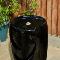 Glitzhome 29.25" Black Ceramic Pot Outdoor Fountain