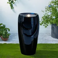 Glitzhome 29.25" Black Ceramic Pot Outdoor Fountain