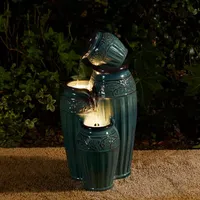 Glitzhome 27.25" Turquoise Ceramic Pot Outdoor Fountain