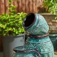 Glitzhome 27.25" Turquoise Ceramic Pot Outdoor Fountain