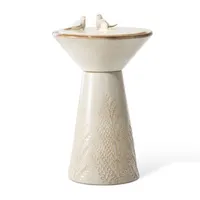 Glitzhome 27.5" Beige Pedestal Ceramic Outdoor Fountain