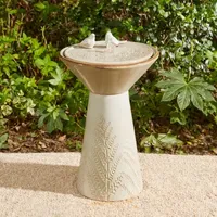 Glitzhome 27.5" Beige Pedestal Ceramic Outdoor Fountain