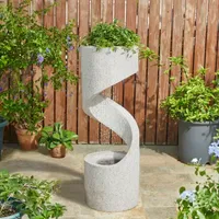 Glitzhome 40.25" Terrazzo Spiral Shaped Outdoor Fountain