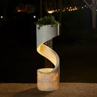 Glitzhome 40.25" Terrazzo Spiral Shaped Outdoor Fountain