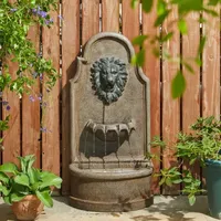 Glitzhome 31.75" 3-Tier Lion Head Resin Outdoor Fountain