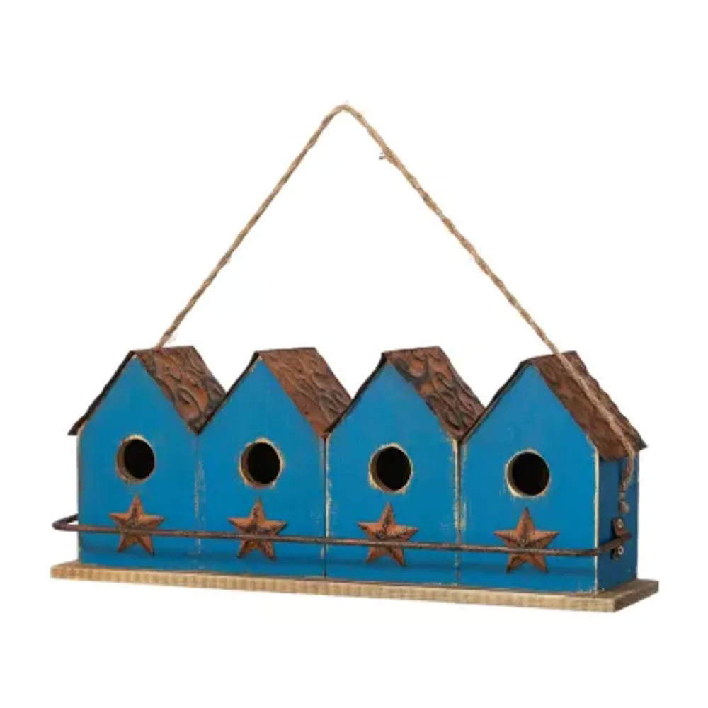 Glitzhome 17" Retro Blue Distressed Bird House