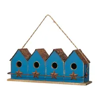 Glitzhome 17" Retro Blue Distressed Bird House