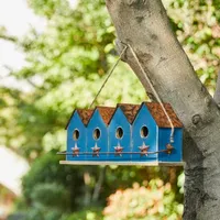 Glitzhome 17" Retro Blue Distressed Bird House