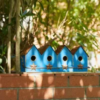 Glitzhome 17" Retro Blue Distressed Bird House