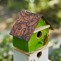 Glitzhome 13.75" Multicolored 3-Tiered Wooden Outdoor Bird House