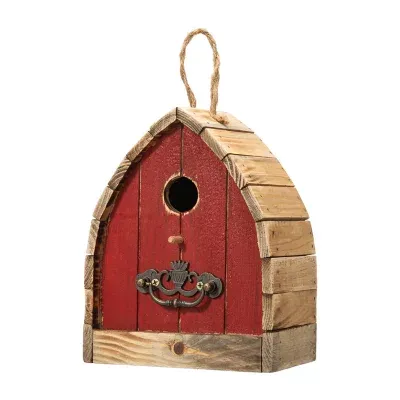 Glitzhome 8.5" Washed Red Distressed Outdoor Wooden Bird House