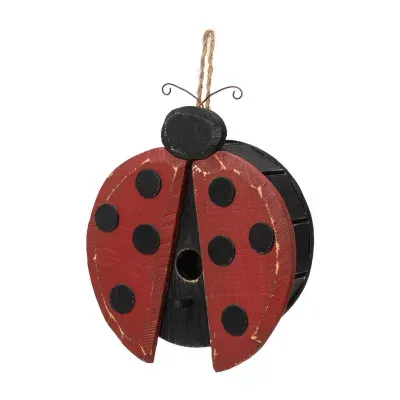 Glitzhome 11.5h Ladybug Wooden Outdoor Bird Houses