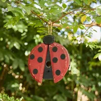 Glitzhome 11.5h Ladybug Wooden Outdoor Bird Houses