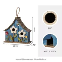 Glitzhome 10.5" Distressed Solid Wood Wide Bird House