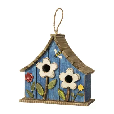 Glitzhome 10.5" Distressed Solid Wood Wide Bird House