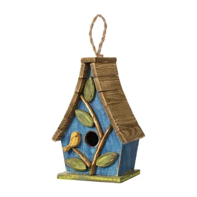 Glitzhome 12.5" Distressed Solid Wood Bird House