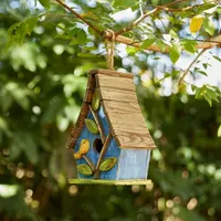 Glitzhome 12.5" Distressed Solid Wood Bird House