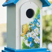 Glitzhome 11.75" Daisy With Butterfly Outdoor Wooden Bird House