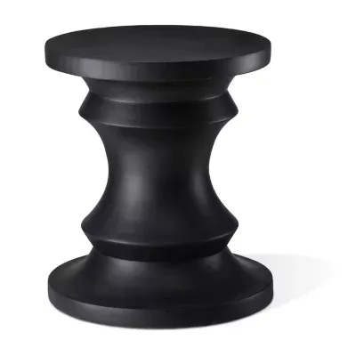 Glitzhome 18.25" MGO Black Pedestal Patio Garden Stool