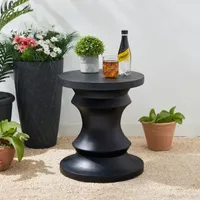 Glitzhome 18.25" MGO Black Pedestal Patio Garden Stool