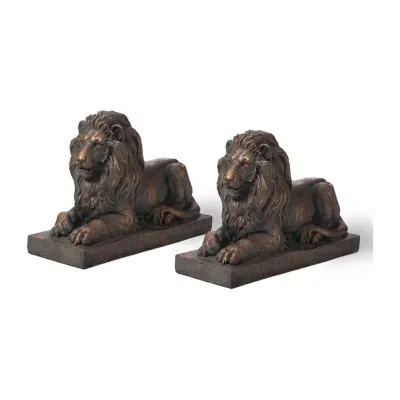 Glitzhome 2-pc. 21.5" MGO Lion Statue Figurine