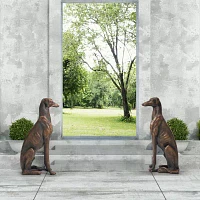 Glitzhome Set Of 2 - 30.25" MGO Dog Statue Figurine