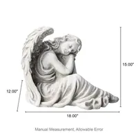 Glitzhome 15" MGO Sleeping Angel Garden Statue Outdoor Figurine