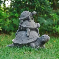 Glitzhome 15.75" MGO Stacked Turtle Garden Statue Outdoor Figurine