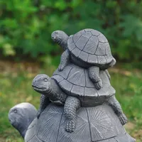 Glitzhome 15.75" MGO Stacked Turtle Garden Statue Outdoor Figurine