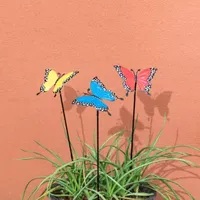 Glitzhome 22" Set Of 3 Metal Butterfly Pick Yard Stake