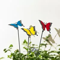 Glitzhome 22" Set Of 3 Metal Butterfly Pick Yard Stake