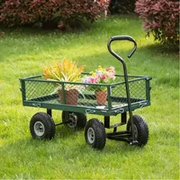 Glitzhome 37.5" Green Steel Garden Cart