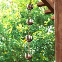 Glitzhome 8.5Ft Copper Lotus Shaped Rain Chain Garland