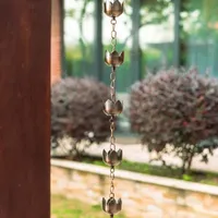 Glitzhome 8.5Ft Copper Lotus Shaped Rain Chain Garland