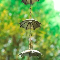 Glitzhome 8.5Ft Copper Umbrella Shaped Rain Chain Garland