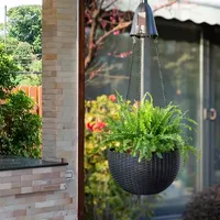 Glitzhome 30" Solar Lighted Hanging Planters