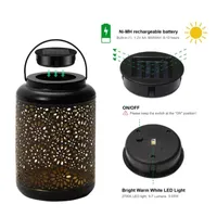 Glitzhome 8.75" Black Metal Solar Powered Decorative Lantern