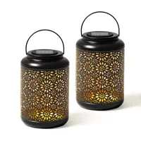 Glitzhome 2-pc. 8.75" Metal Solar Decorative Lantern