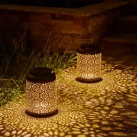 Glitzhome 2-pc. 8.75" Metal Solar Decorative Lantern