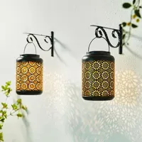 Glitzhome 2-pc. 8.75" Metal Solar Decorative Lantern