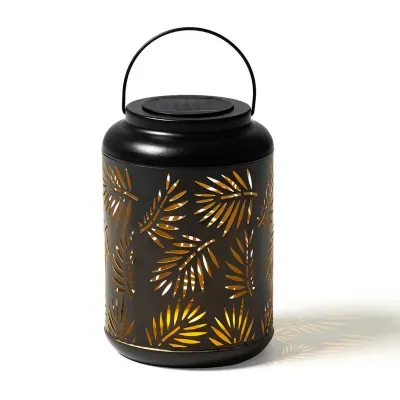 Glitzhome 8.75" Metal Leaf Solar Decorative Lantern