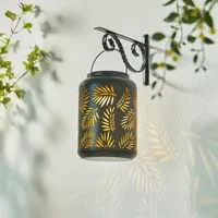 Glitzhome 8.75" Metal Leaf Solar Decorative Lantern