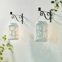 Glitzhome 2-pc. 8.75" Metal Leaf Solar Decorative Lantern