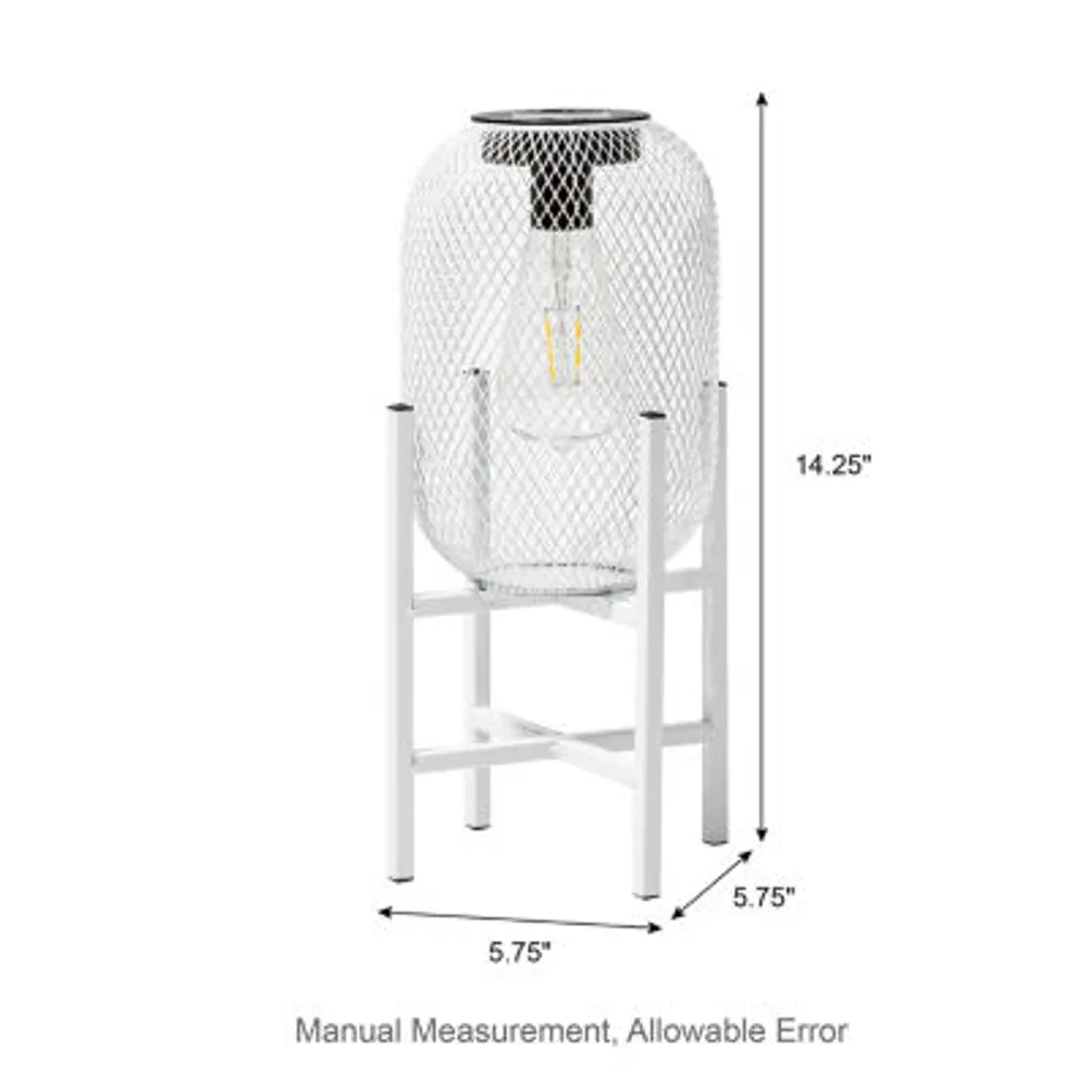 Glitzhome 14.25" White Metal Solar Decorative Lantern
