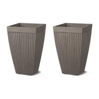 Glitzhome Set Of 2 Concrete Plastic Pot Planters