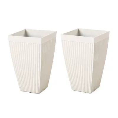 Glitzhome Set Of 2 Concrete Plastic Pot Planters