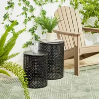 Glitzhome 2-pc. Patio Garden Metal Stool